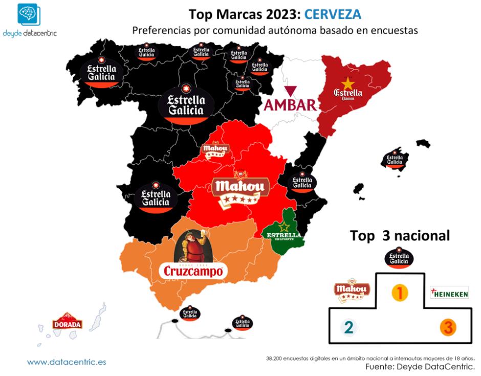 Mapa de las cervezas favoritas en cada región