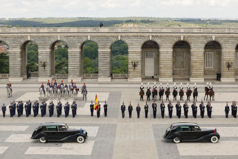 Vista del Patio de Armas del Palacio Real en Madrid donde se conmemora el décimo aniversario del Reinado de Felipe VI