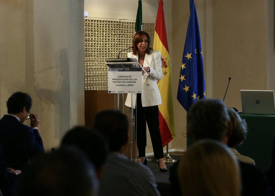 La consejera de Vivienda, Rocío Díaz, en la presentación de los proyectos europeos FuturHist y Zebai