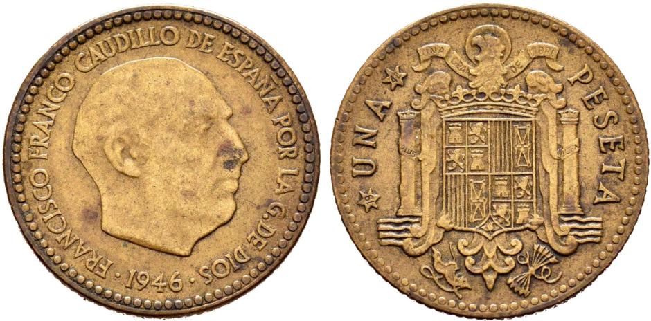 Moneda de 1 Peseta del año 1946