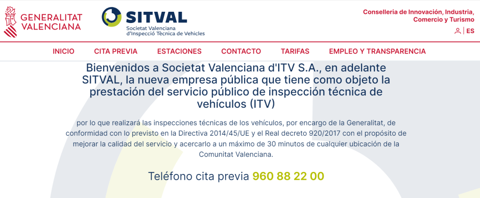 Web de ITV de la Comunidad Valenciana