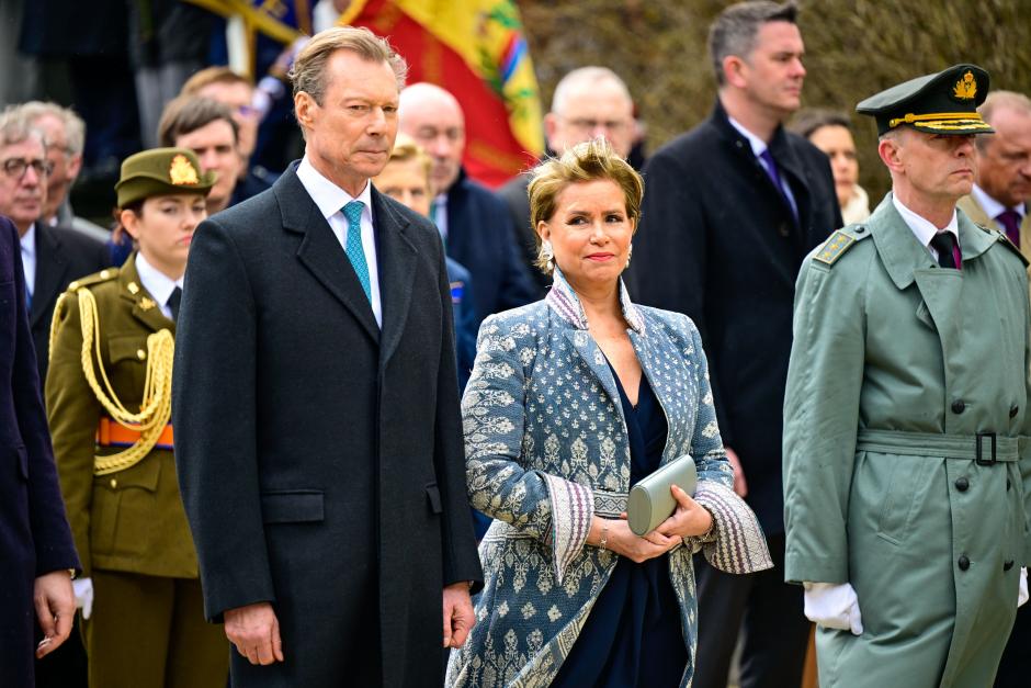 Grand Duke Henri of Luxembourg and Grand Duchess Maria Teresa of Luxembourg during the Welcome Ceremony and meeting at the RoyalPalace in Brussels