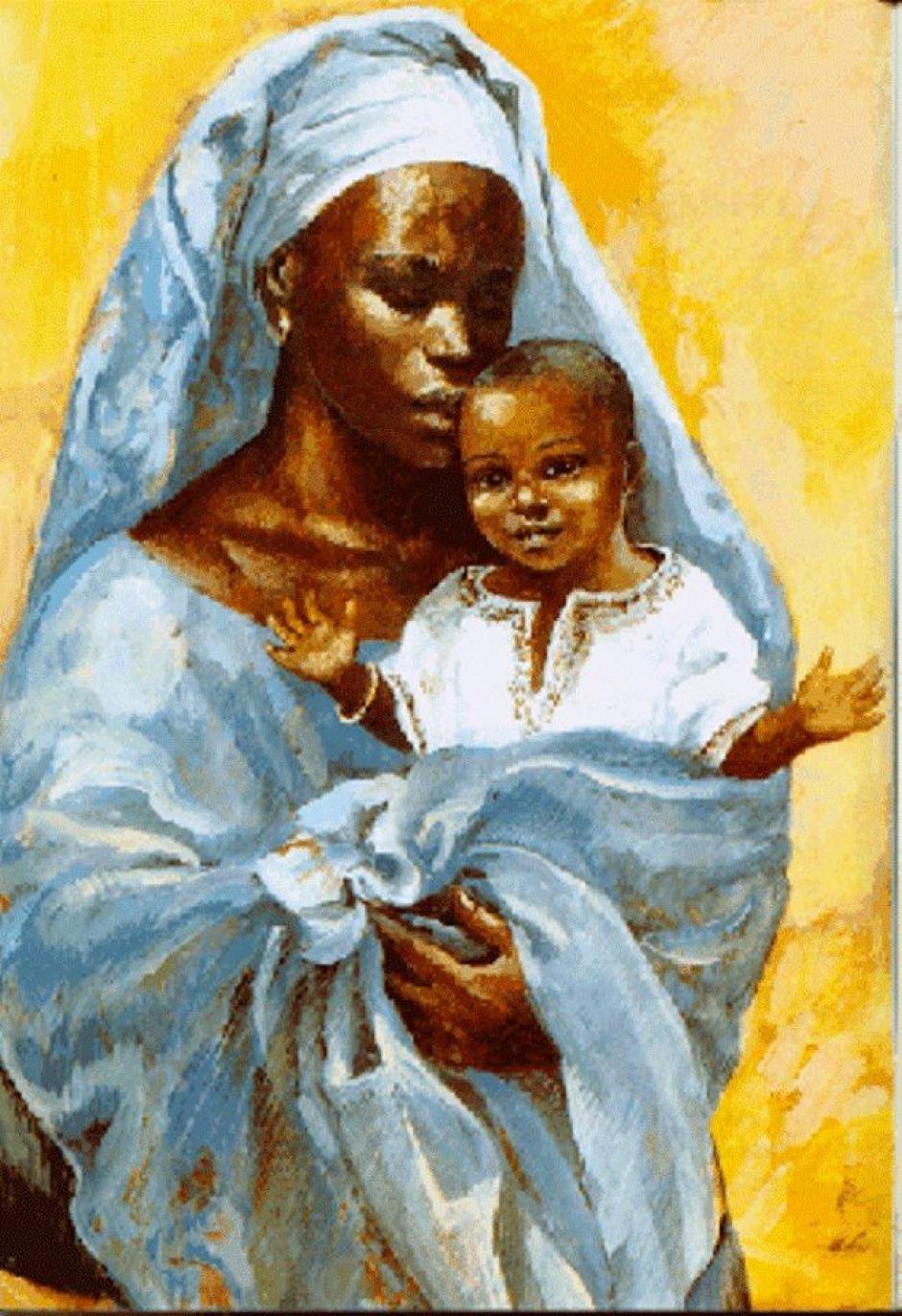 Representación africana de la Virgen María y Jesús