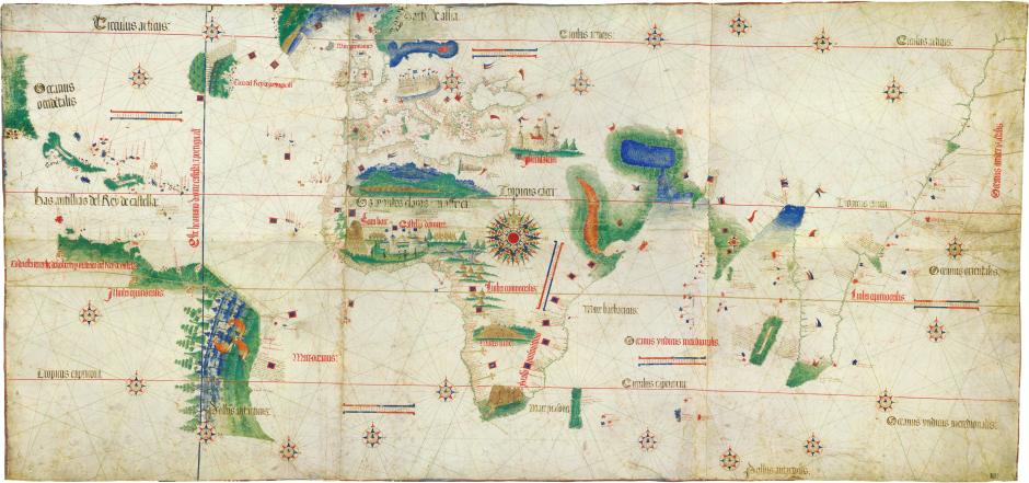 El Planisferio de Cantino de 1502, es la más antigua representación gráfica conocida que muestra la línea de demarcación acordada en el Tratado de Tordesillas