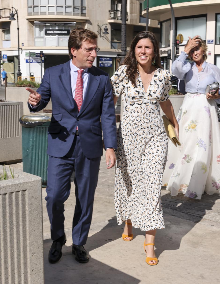 Politician Jose Luis Martinez Almeida and Teresa Urquijo during the wedding of Natalia Santos Yanes and Esteban Rivas Traba in Valencia on Saturday, 29 June 2024.