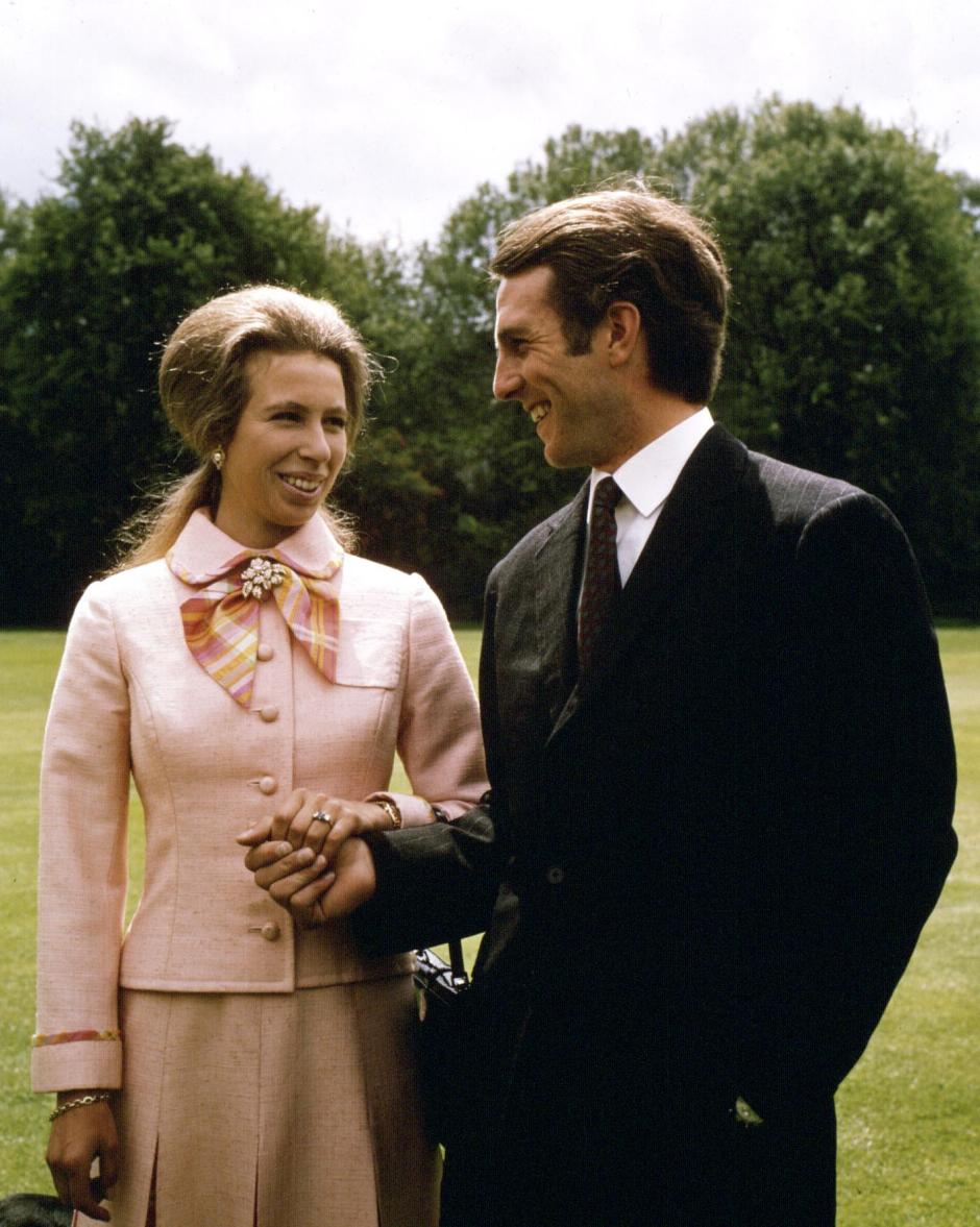 File photo dated 30/05/73 of Princess Anne and Captain Mark Phillips at Buckingham Palace, London, after their engagement was announced.