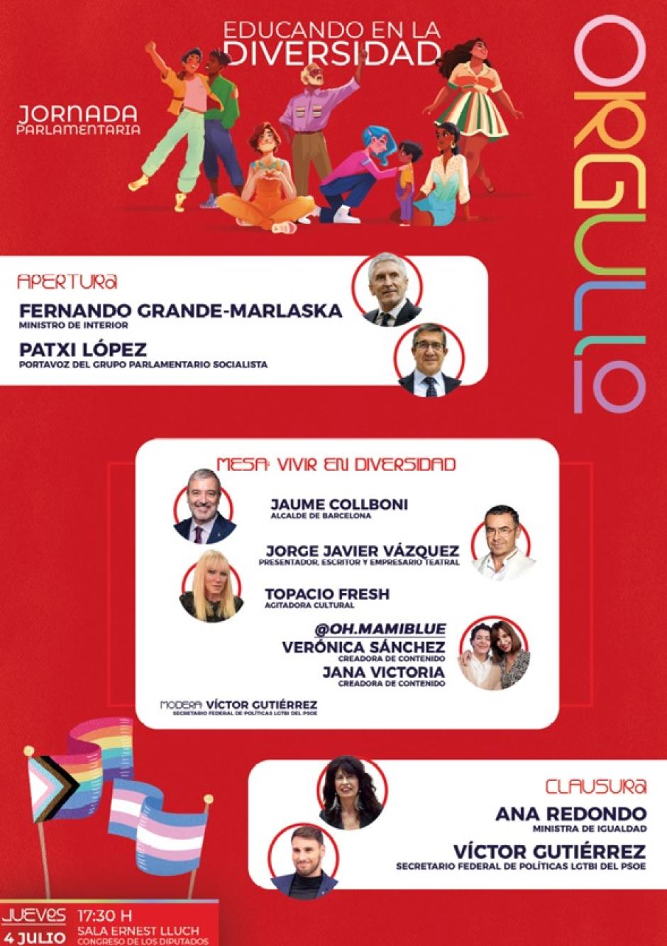 Cartel de la jornada «Educando en la diversidad» organizada por el PSOE