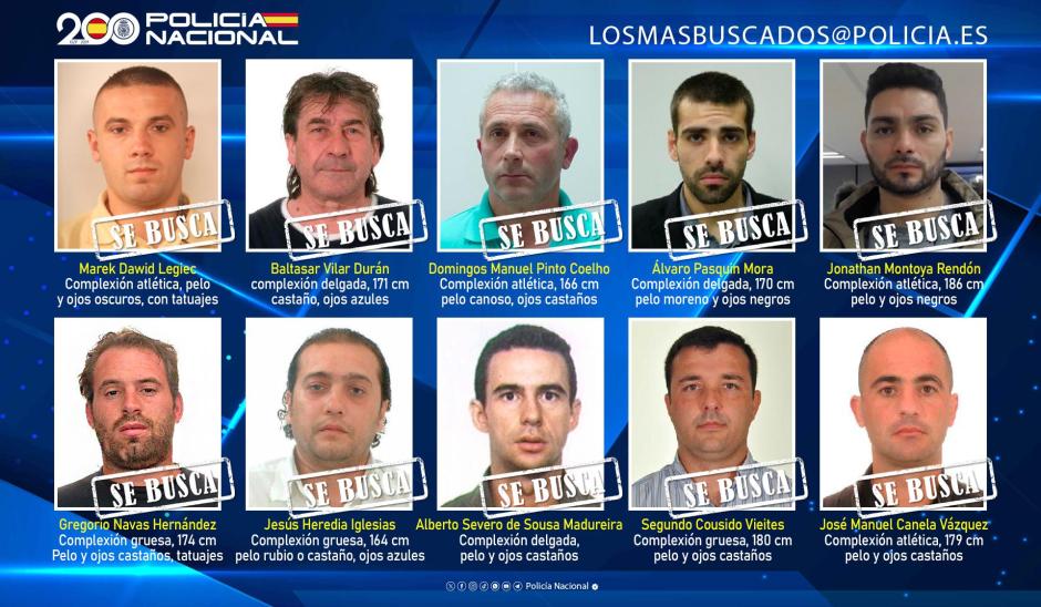 Imagen de los 10 fugitivos más buscados en España