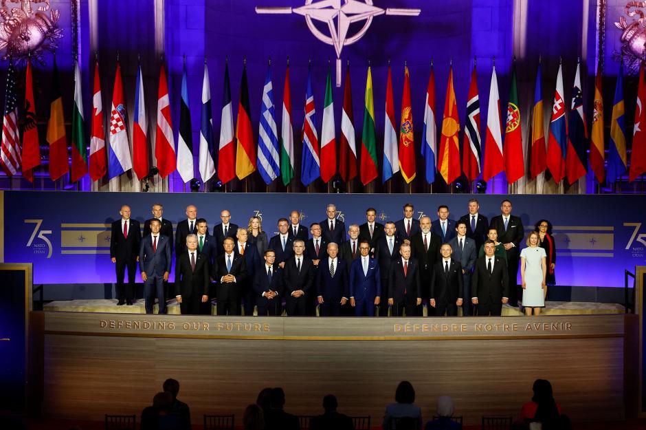 Los líderes de la OTAN durante la foto de familia en la Cumbre de Washington