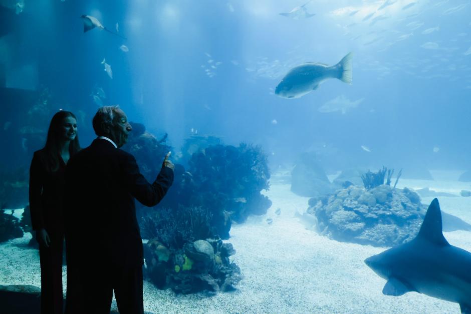 La Princesa con el presidente de Portugal en el Oceanário de Lisboa