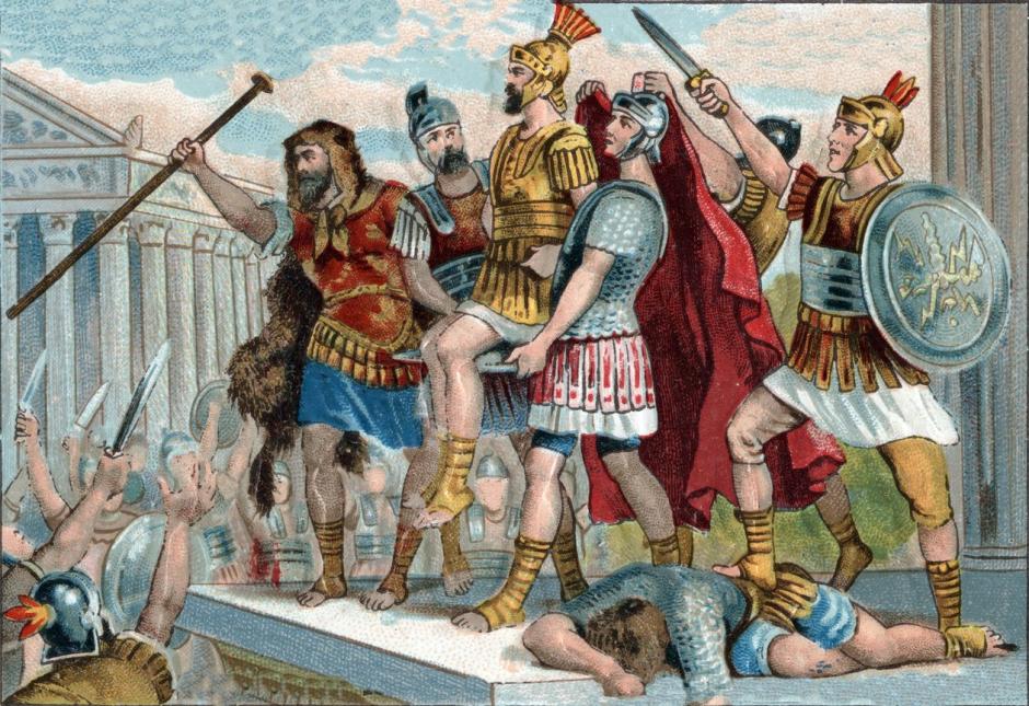 Vespasiano (en latín Titus Flavius Vespasianus) (9-79) fue proclamado emperador por sus soldados. Cromolitografía hacia 1890