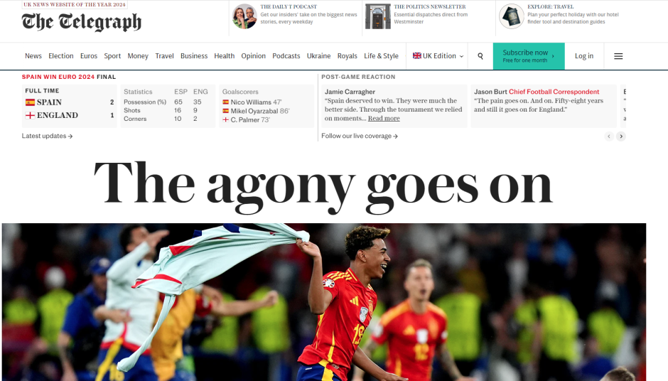 "La agonía continúa" es el titular más descriptivo de lo que vive Inglaterra a nivel de selecciones. The Telegraph ha reflejado como nadie el sentir de un país