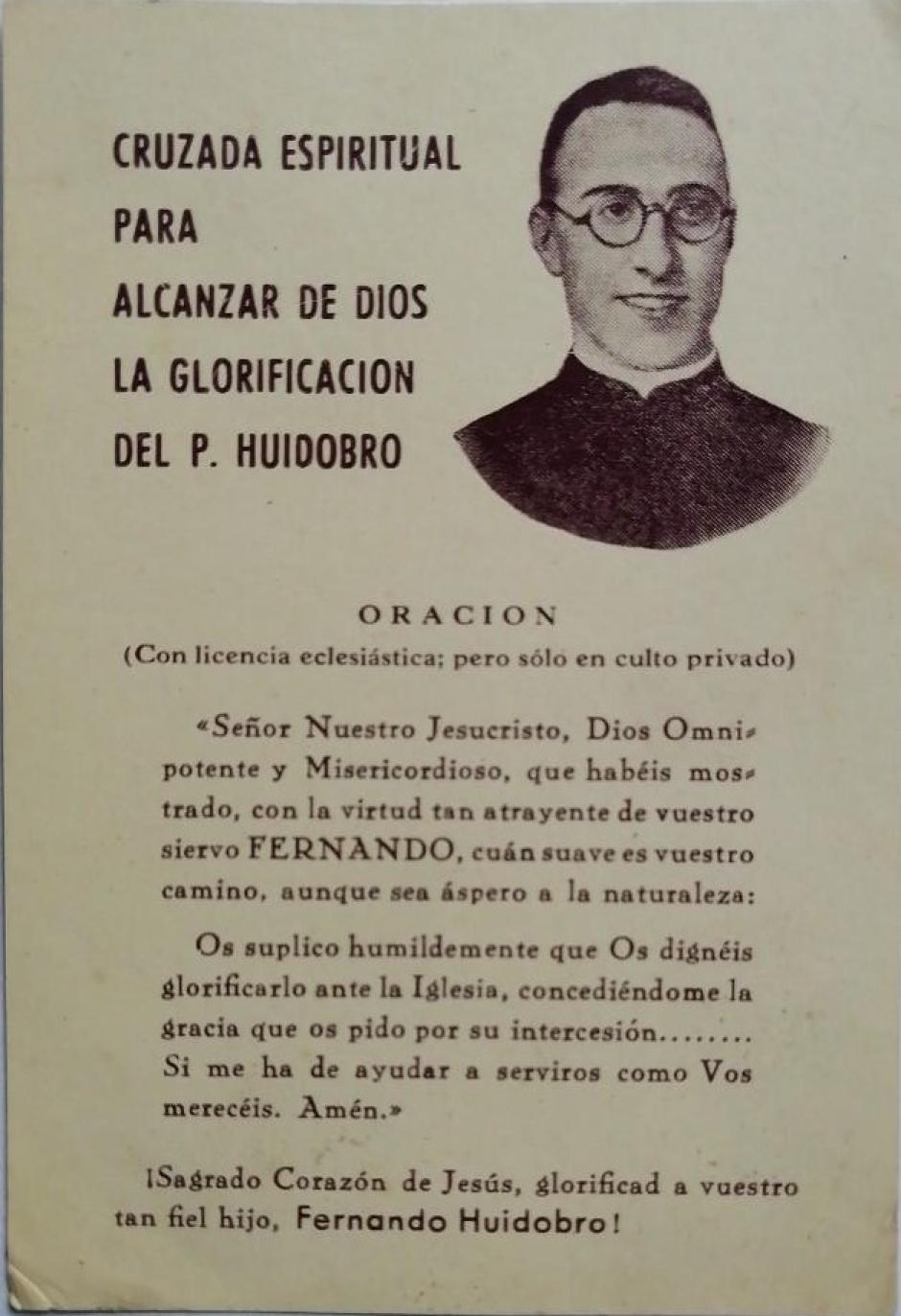 Una estampa devocional de la posguerra que honra al padre Huidobro