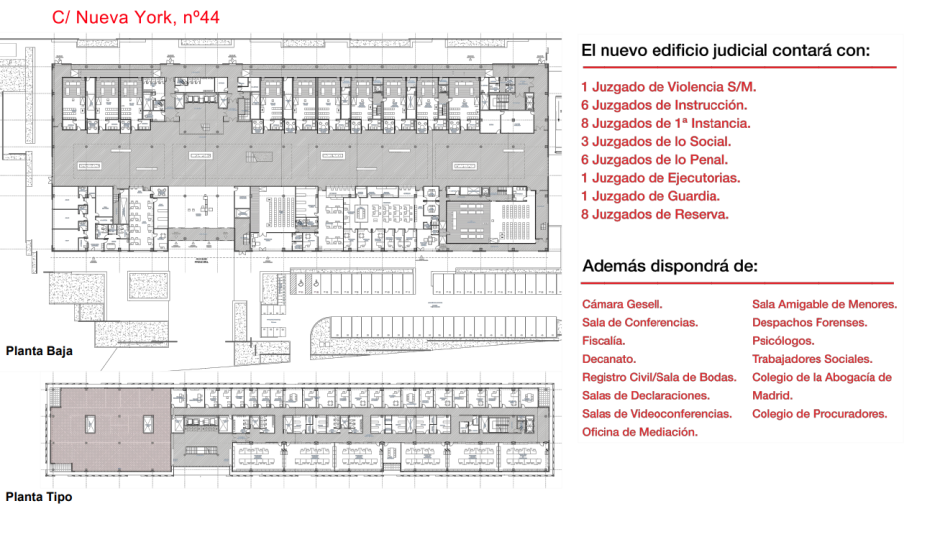 Plano del nuevo edificio judicial de Móstoles