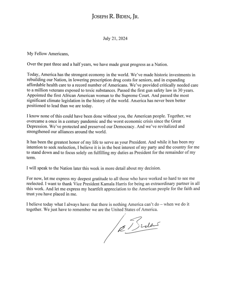 Lea la carta que ha publicado Joe Biden