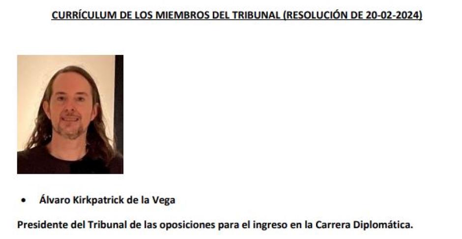 Álvaro Kirkpatrick, presidente del Tribunal de Oposiciones para el ingreso en la Carrera Diplomática