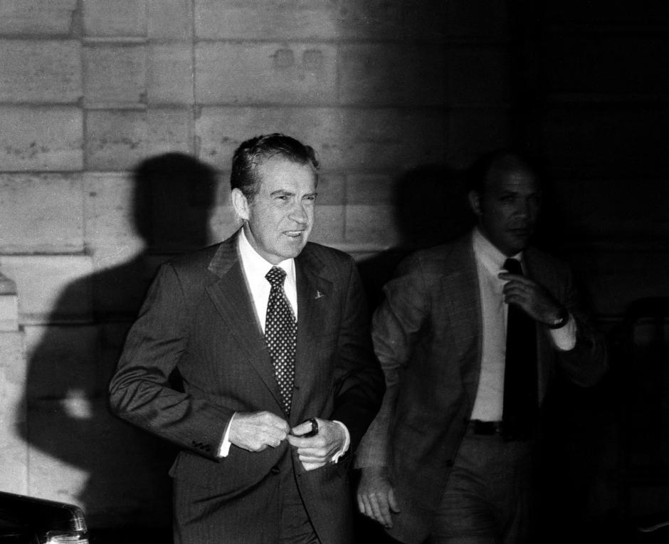 Nixon en París en el funeral de Georges Pompidou el 6 de abril de 1974