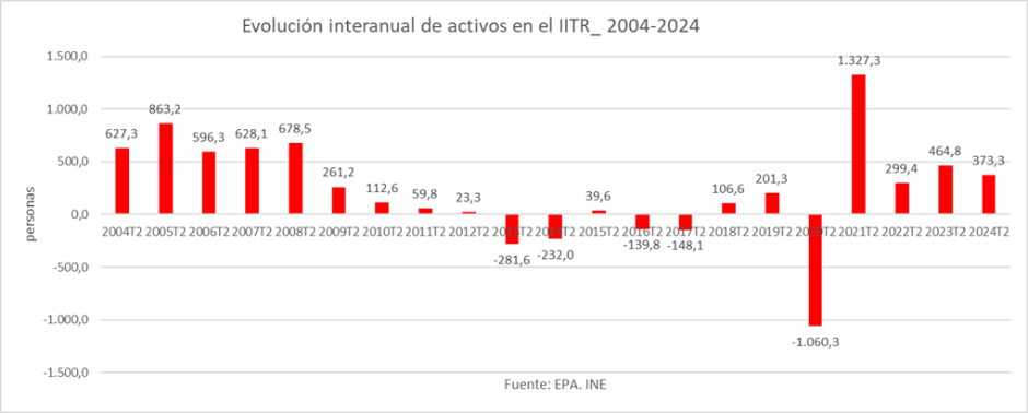 Evolución interanual de activos en el IITR 2004-2024