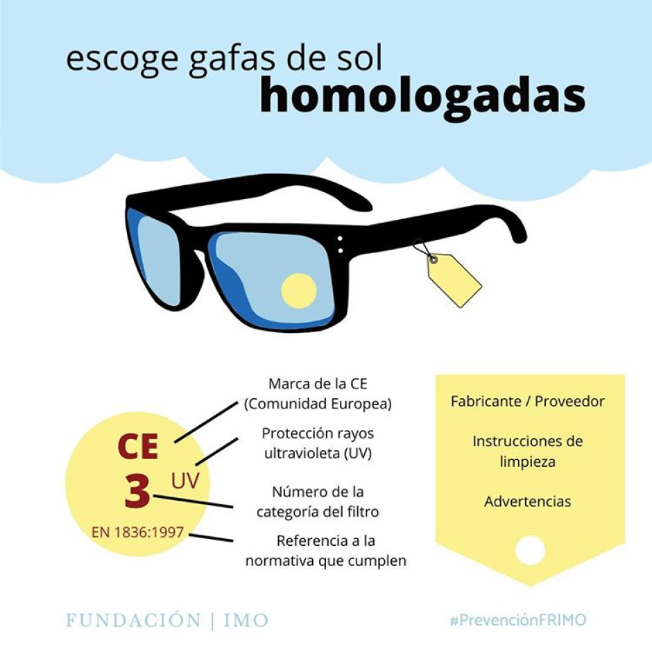 Las gafas de sol homologadas deben contar con una etiqueta específica