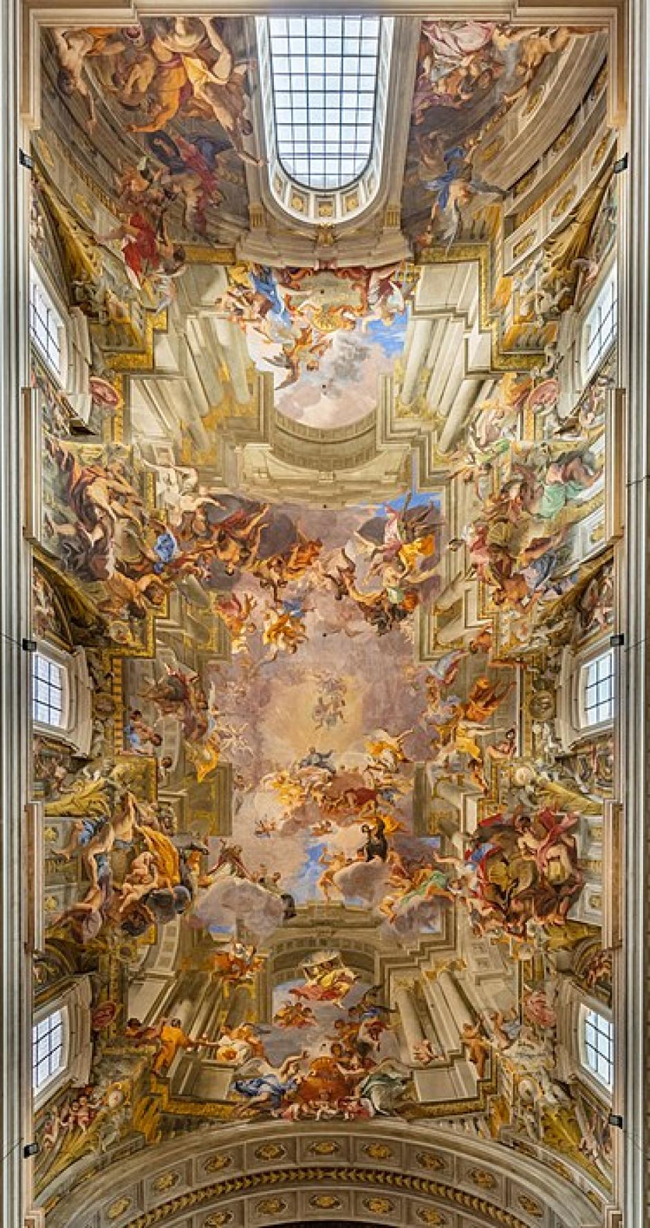 Fresco La gloria de san Ignacio, en la iglesia de San Ignacio de Loyola, en Roma