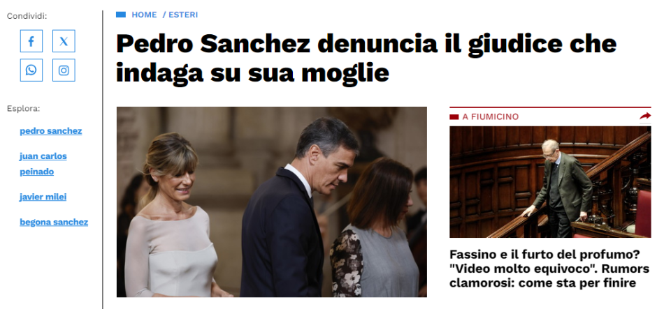 noticia del Libero Quotidiano sobre Sánchez