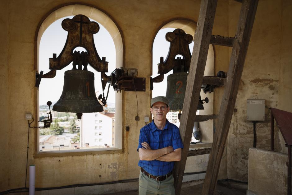 Mikel Baztan, en el campanario de la iglesia de san Andrés