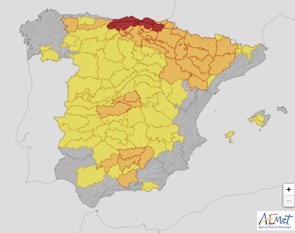 Previsión de temperaturas de la Agencia Estatal de Meteorología de cara a este domingo