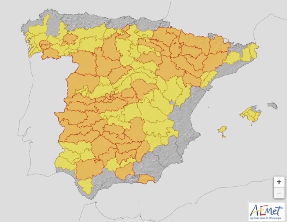 Previsión de temperaturas de la Agencia Estatal de Meteorología de este sábado