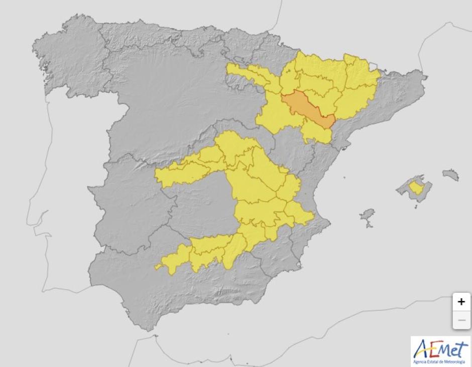 Previsión de temperaturas de la Agencia Estatal de Meteorología para el próximo lunes