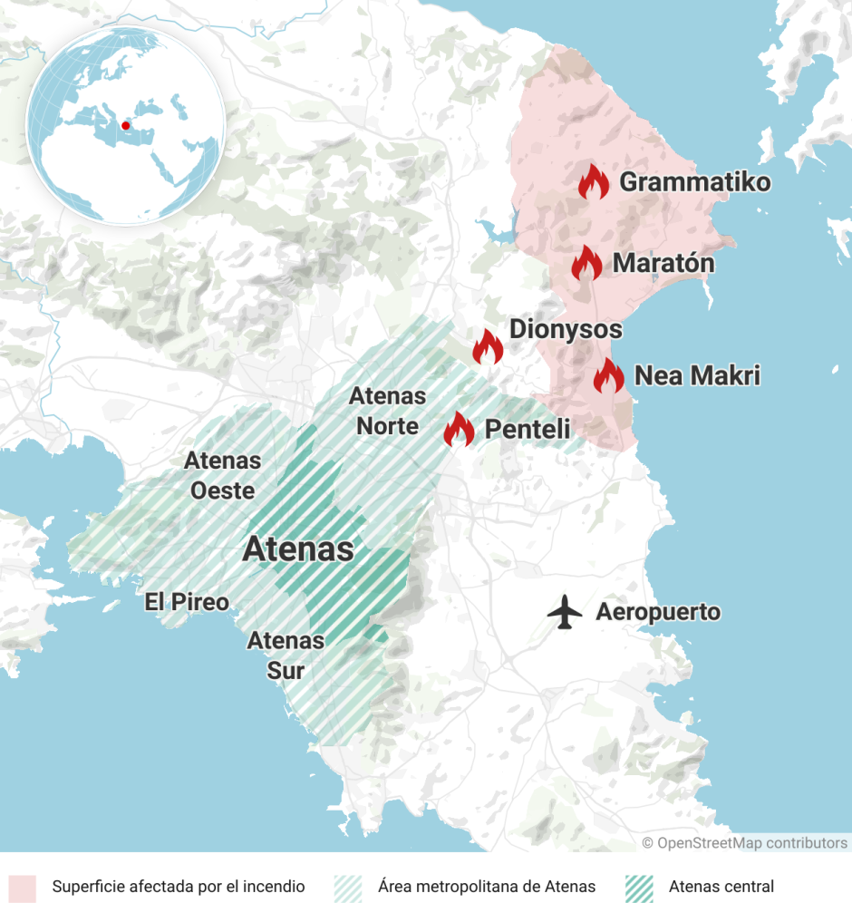 Mapa del incendio