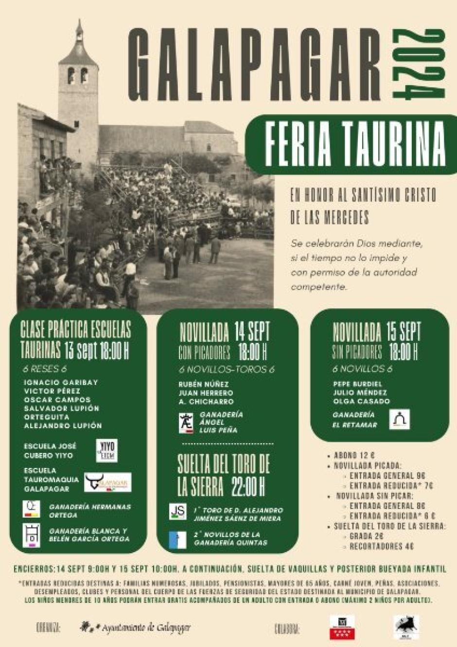 Cartel de la feria taurina de Galapagar