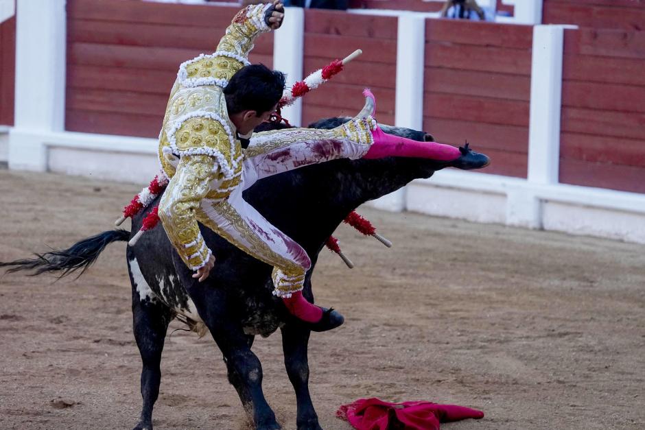 El toro cogió por la media a Talavante. Era el segundo de su lote