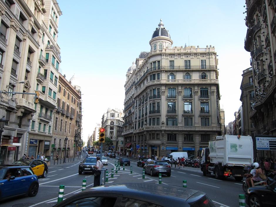 Vista de la Vía Laietana de Barcelona, antes de empezar las obras