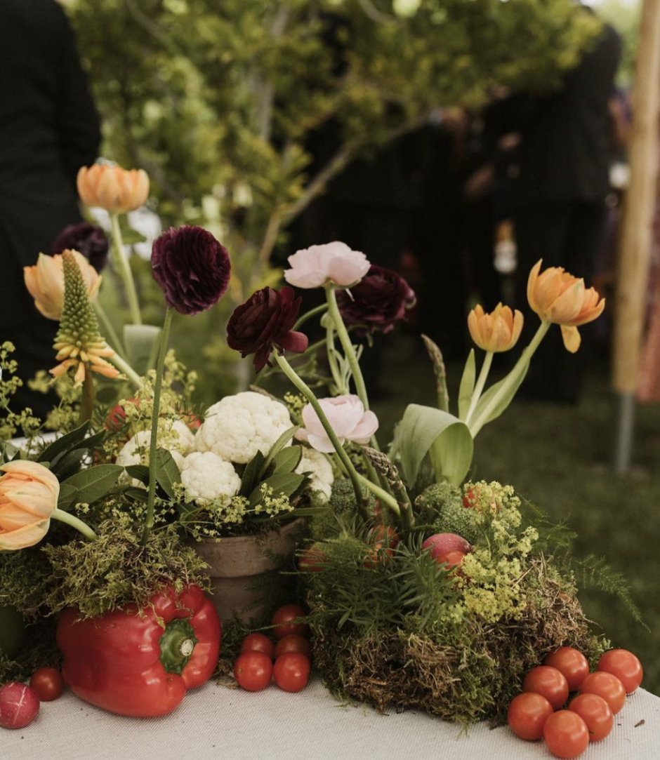 Centro de mesa, tendencia verduras y frutas