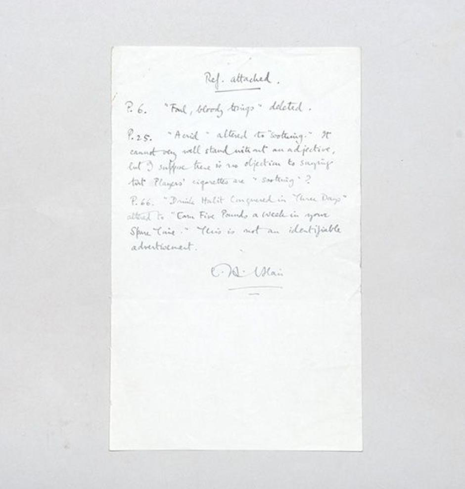 Carta autógrafa de Orwell a la venta en internet