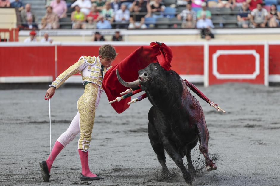 Pase de pecho del novillero sevillano Javier Zulueta