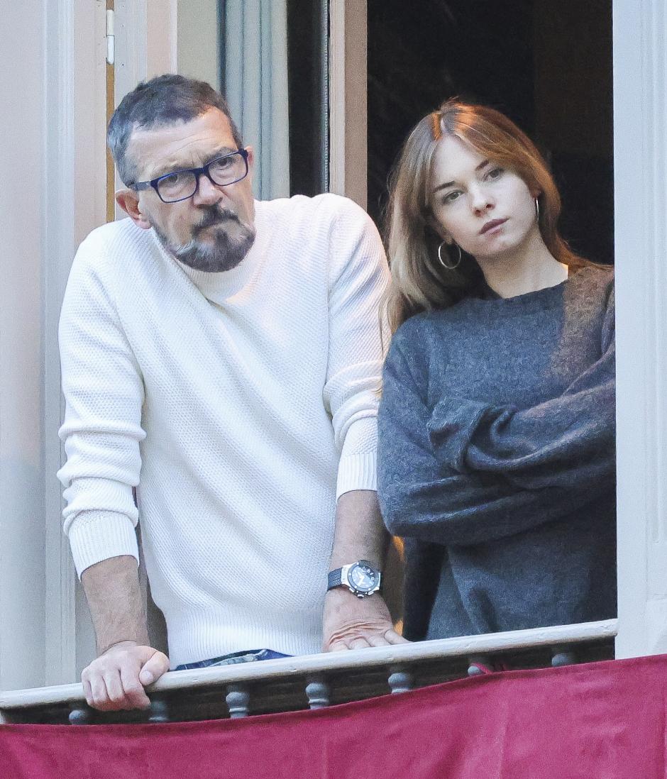 Actor Antonio Banderas and her daugther Stella del Carmen Banderas during Holy Week in Málaga, Spain. March 29 2024