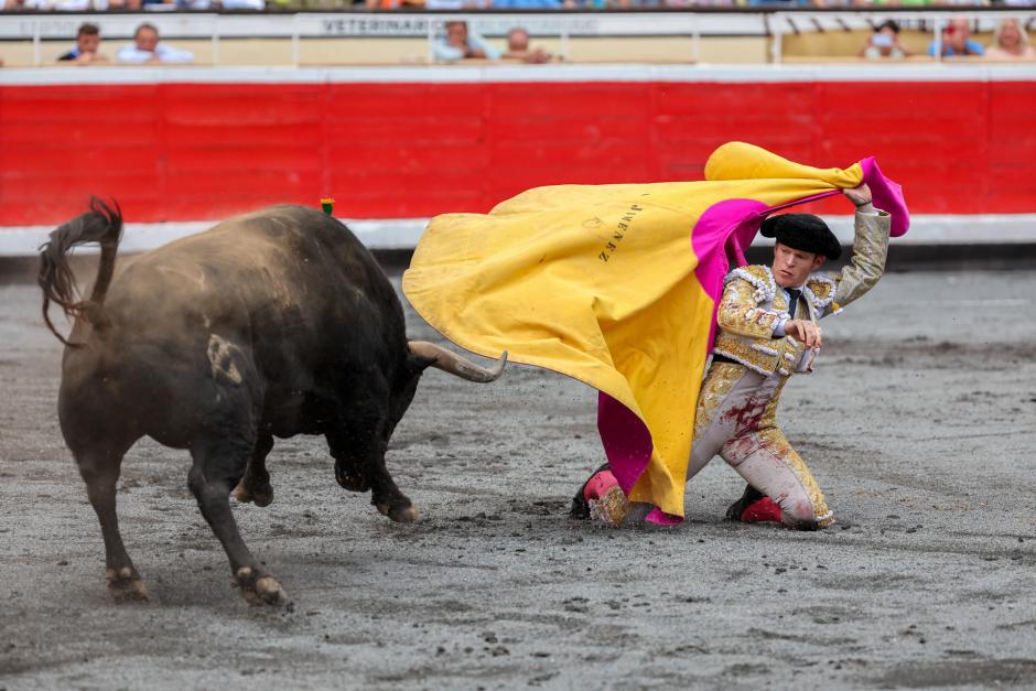 Borja Jiménez, a portagayola este martes en la Plaza de Toros de Vista Alegre