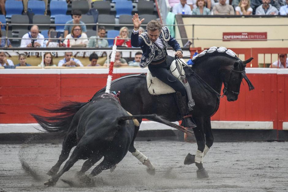 Hermoso de Mendoza, este sábado durante el penúltimo festejo de las Corridas Generales de Bilbao