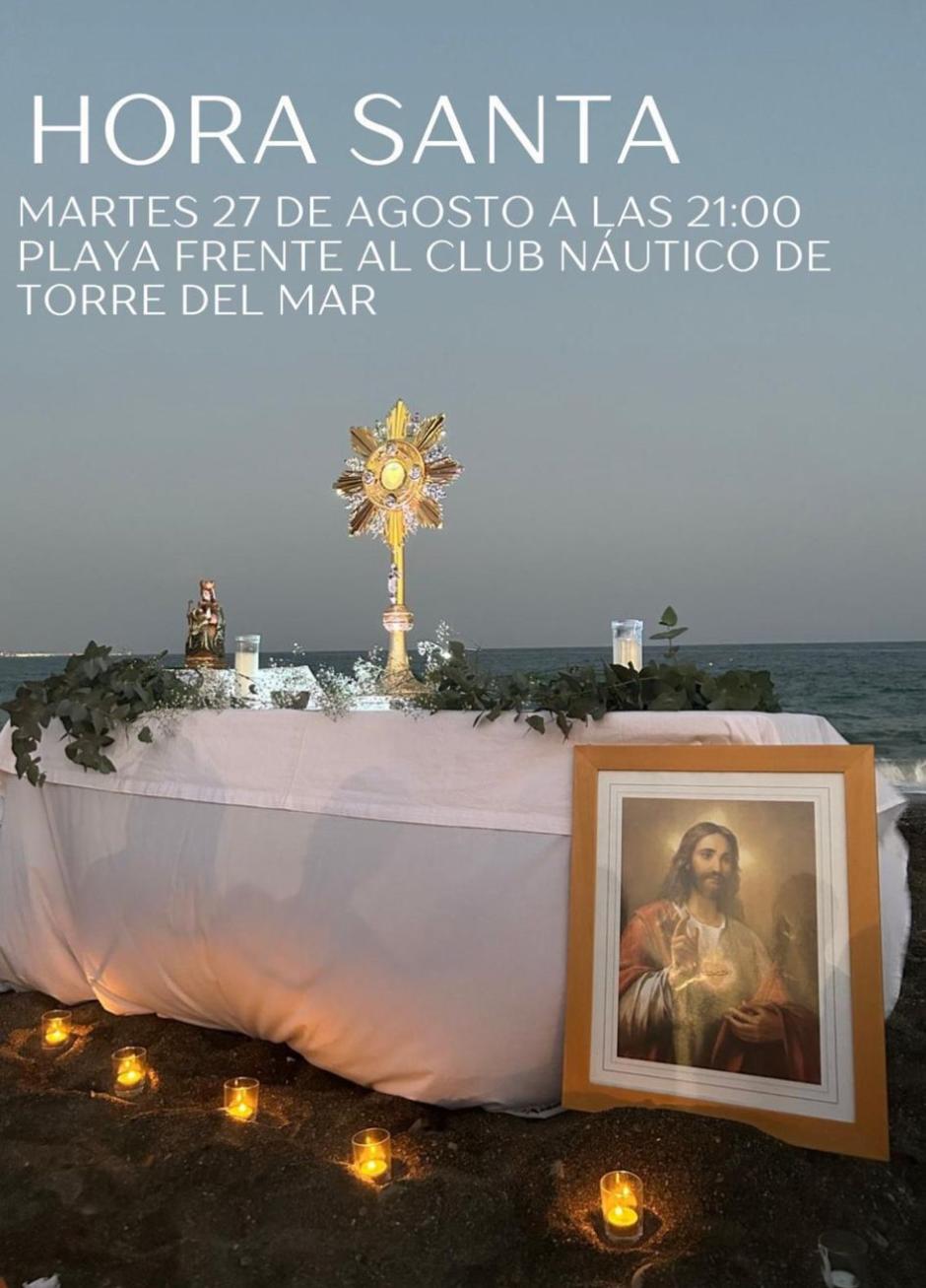 Cartel de la última Hora Santa del verano en Torre del Mar