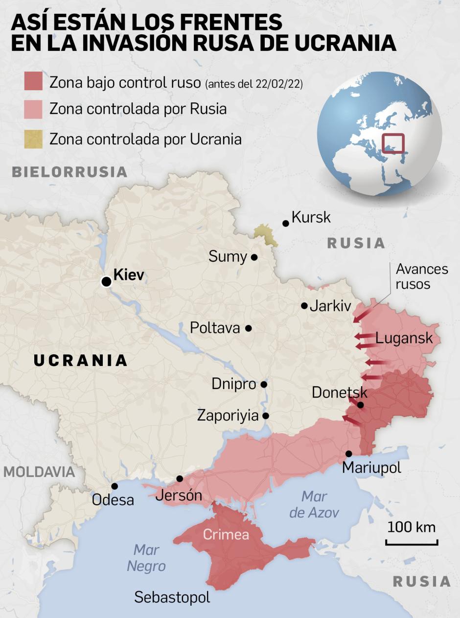 Infografía del frente de la guerra en Ucrania