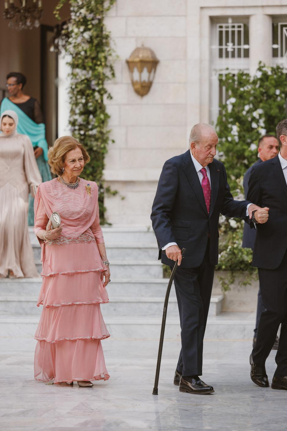 Juan Carlos I y doña  Sofia en la boda de  Al Hussein bin and Rajwa Al Saif  in Ammanen junio de 2023