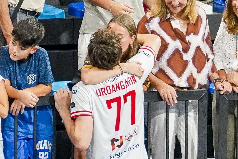 Pablo Urdangarín, Infanta Cristina de Borbón and Johanna Zott during the EHF match in Granollers. September 6 2024