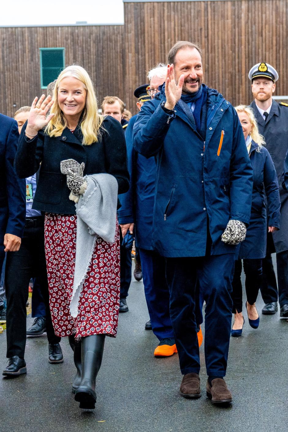 Crown Prince Haakon and Crown Princess Mette-Marit during a visit to Selbu middle school Bell School and Arsoya Fritidspark, on the first day of their three day visit to Sor-Trondelag region in Norway.