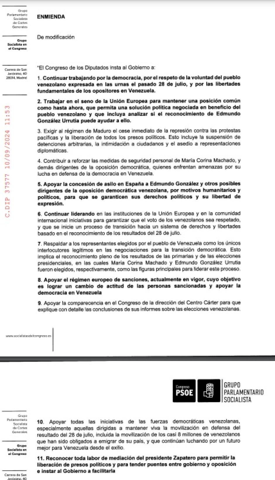 La enmienda con la que el PSOE intentó que el PP aceptara sustituir su texto