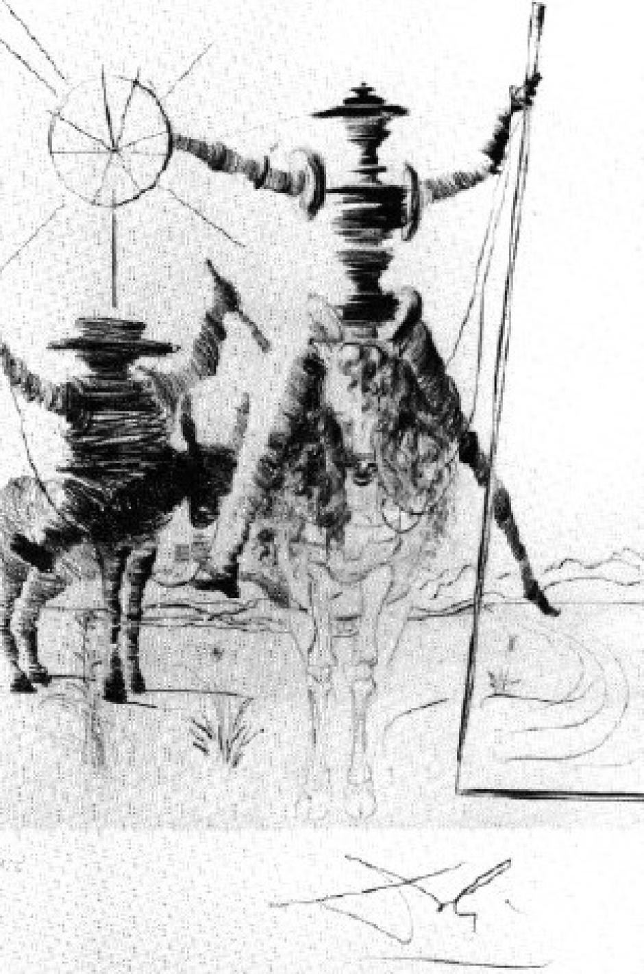 Sancho y Don Quijote, ilustración de Dalí