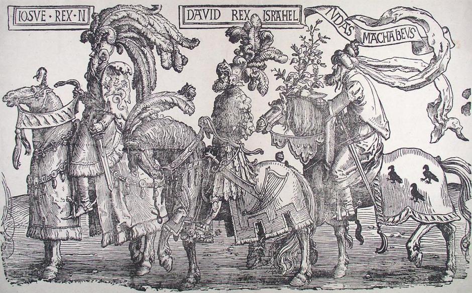 La representación de Lucas van Leyden de los tres reyes del Antiguo Testamento como contemporáneos exóticos, en un grabado