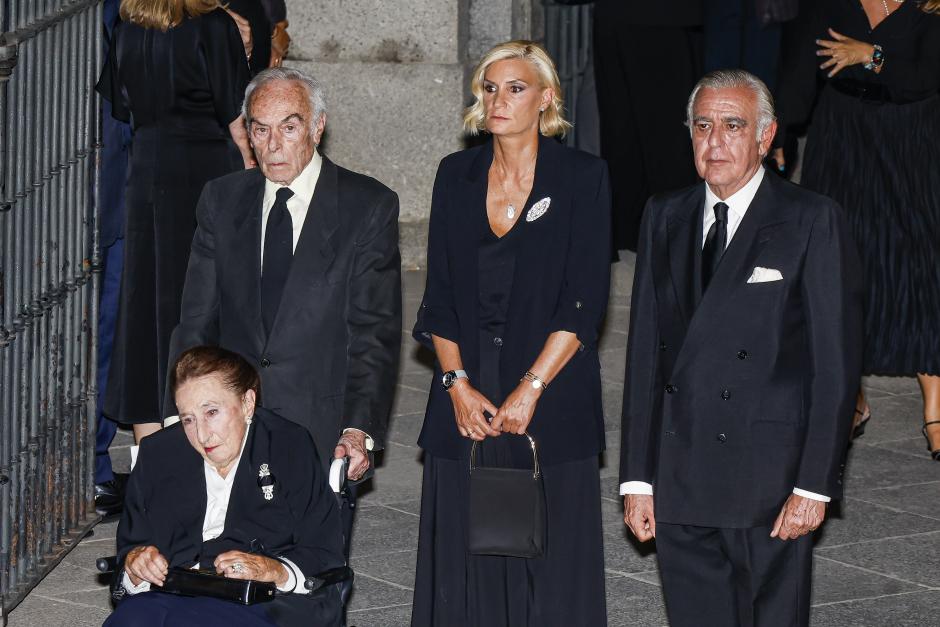 Margarita de Borbon, Maria Zurita, and Carlos Zurita during funeral of Juan Gomez Acebo in Madrid on Sunday, 8 September 2024.