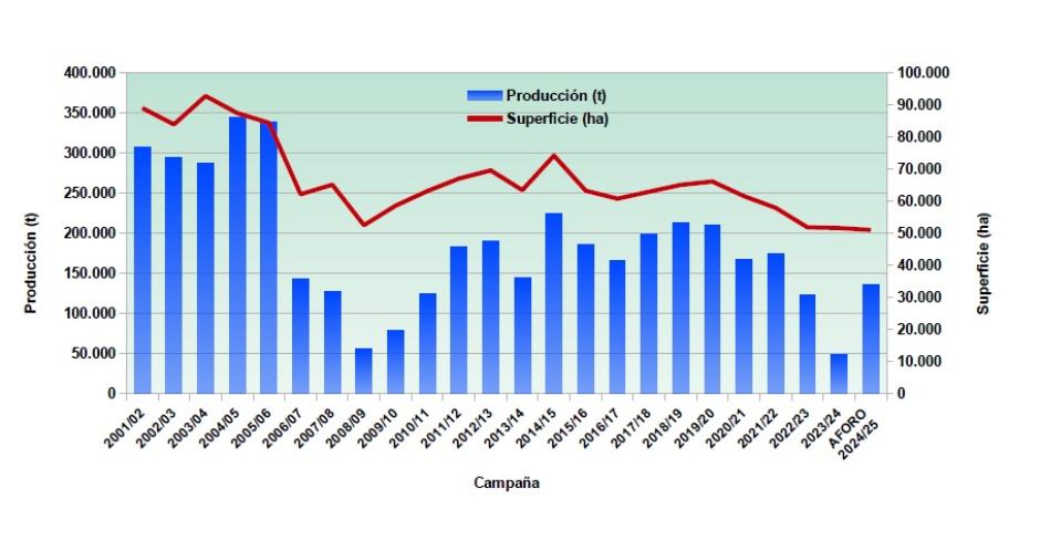 Aforo de producción de algodón de Andalucía