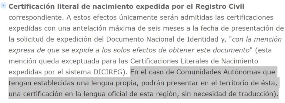 Segunda versión de la página de la Policía Nacional, en la que ya precisaba que no se requería traducción